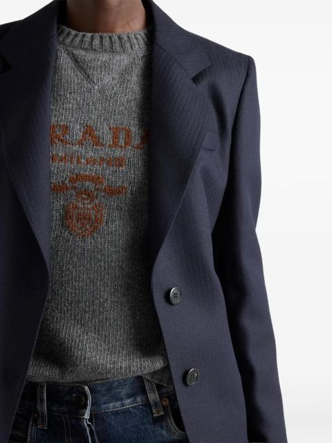 Prada intarsia-logo crew-neck sweater - Grey