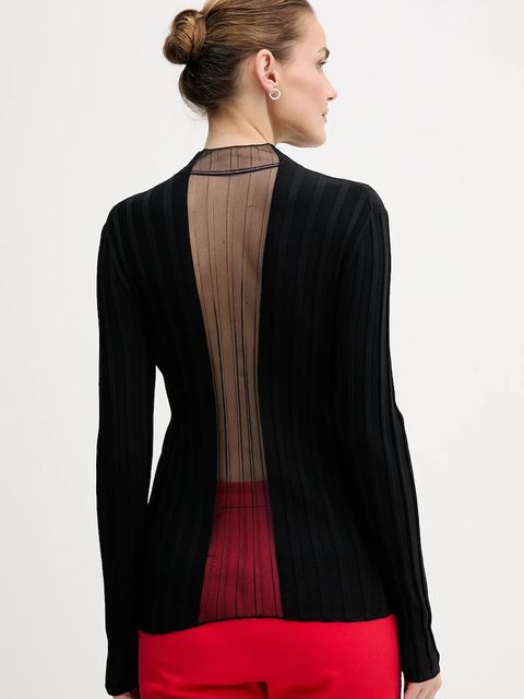 Tommy Hilfiger sweter damski kolor czarny lekki z półgolfem WW0WW47676