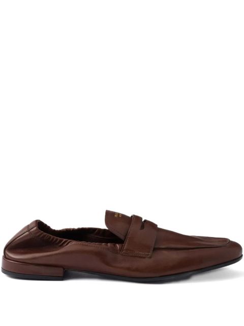 Prada logo-print leather loafers - Brown - zdjęcie produktu nr 1