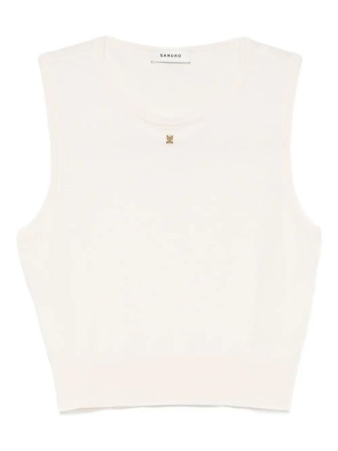 SANDRO round-neck logo-plaque tank top - Neutrals - zdjęcie produktu nr 1
