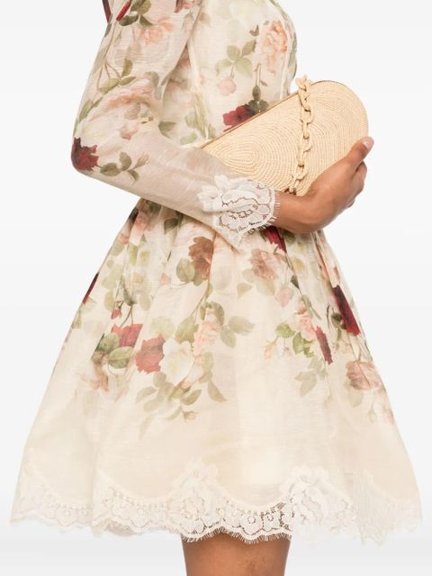 ZIMMERMANN Story floral lace-trimmed mini dress - Neutrals