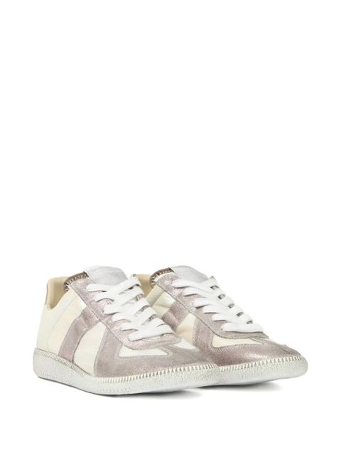 Maison Margiela Metallic leather panelled sneakers - Neutrals - zdjęcie produktu nr 2