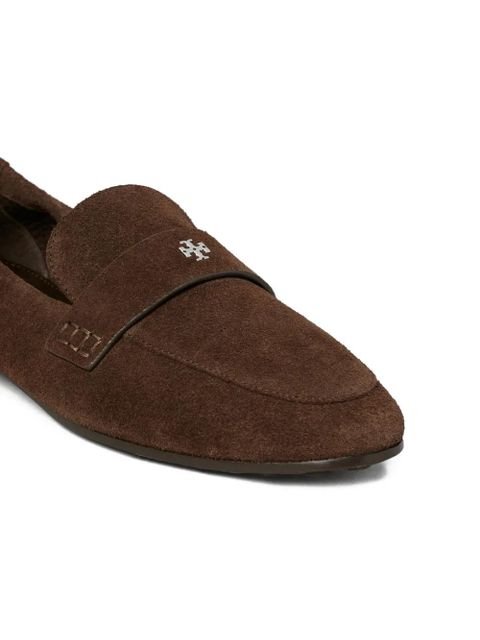 Tory Burch logo-plaque suede loafers - Brown