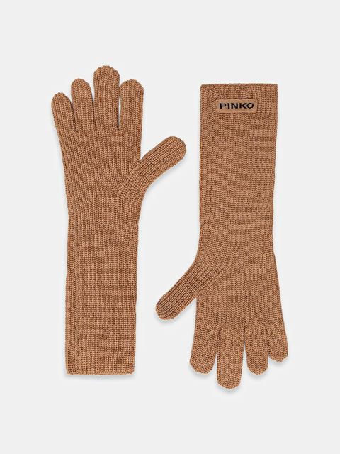 Pinko rękawiczki z dodatkiem wełny damskie kolor brązowy 105997 A2Z4 - zdjęcie produktu nr 1