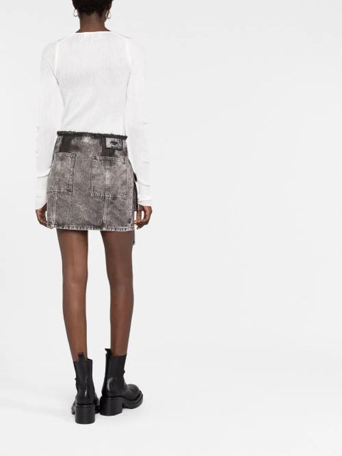 FENDI stonewashed denim cargo skirt - Grey