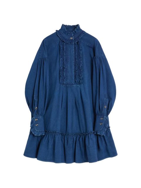 Valentino Garavani ruffle-detail denim dress - Blue - zdjęcie produktu nr 1