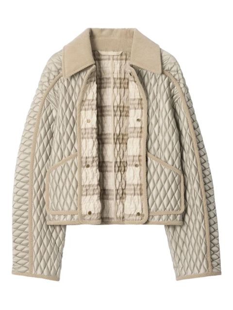 Burberry Floriston quilted corduroy-trimmed jacket - Neutrals