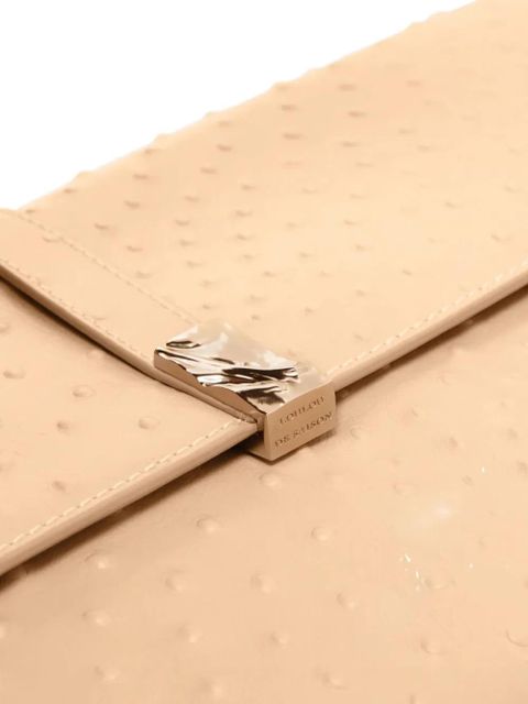 LouLou de Saison MOHINI ostrich-effect leather clutch bag - Neutrals