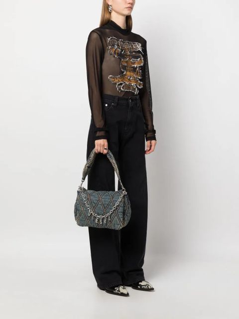 Diesel Charm-D denim shoulder bag - Blue - zdjęcie produktu nr 2