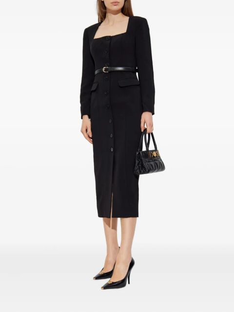Self-Portrait button-front belted midi dress - Black