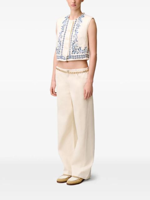 Claudie Pierlot floral-print linen waistcoat - Neutrals