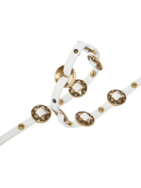 PINKO stud embellished leather belt - White