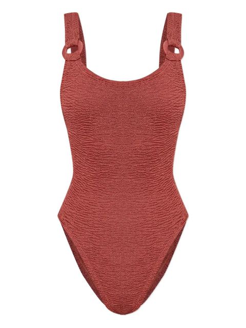 Hunza G Domino ring crinkled-effect swimsuit - Red