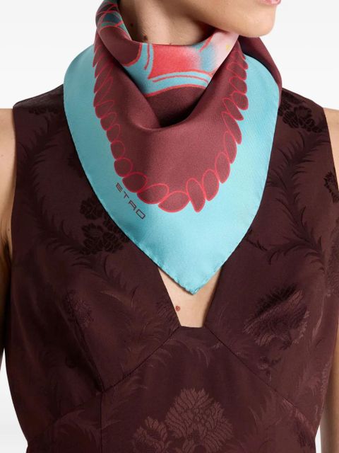 ETRO placed-motif silk scarf - Red - zdjęcie produktu nr 2