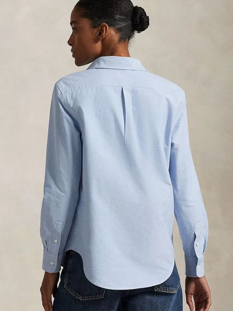 Polo Ralph Lauren koszula bawełniana damska kolor niebieski relaxed z kołnierzykiem klasycznym 211970736