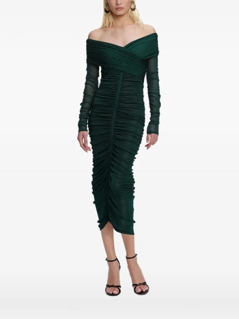 Self-Portrait draped midi dress - Green - zdjęcie produktu nr 1