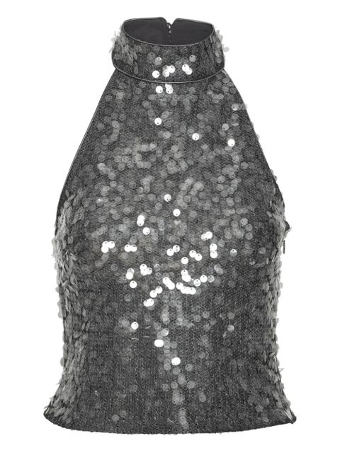 ROTATE BIRGER CHRISTENSEN sequin halter-neck top - Grey - zdjęcie produktu nr 1
