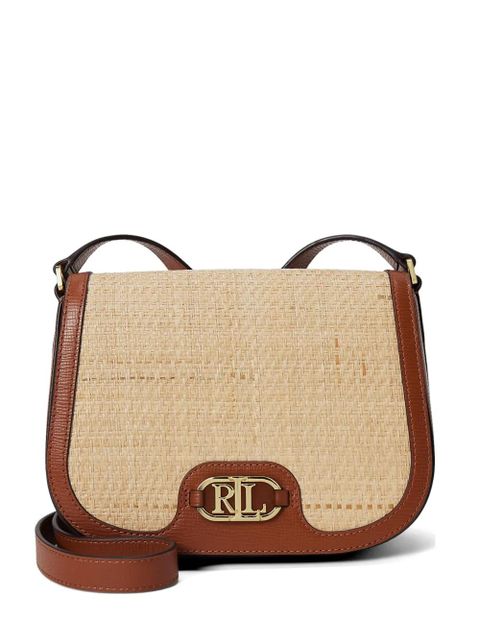 Lauren Ralph Lauren woven leather-trim shoulder bag - Brown - zdjęcie produktu nr 1