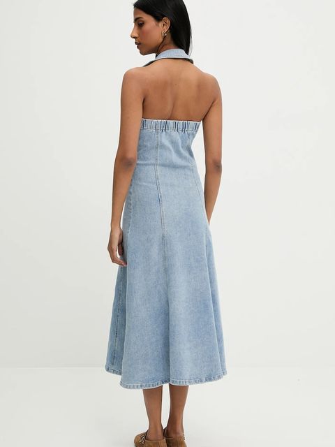 Answear.LAB sukienka jeansowa kolor niebieski maxi rozkloszowana - zdjęcie produktu nr 2