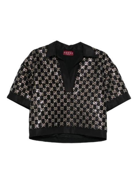 Gucci sequin V-neck top - Black - zdjęcie produktu nr 1