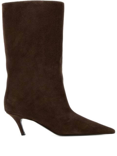 Amina Muaddi Fiona slanted-heel boots - Brown