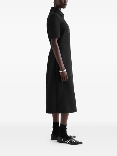 Jil Sander pointed collar ruffle wool gabardine dress - Black - zdjęcie produktu nr 2