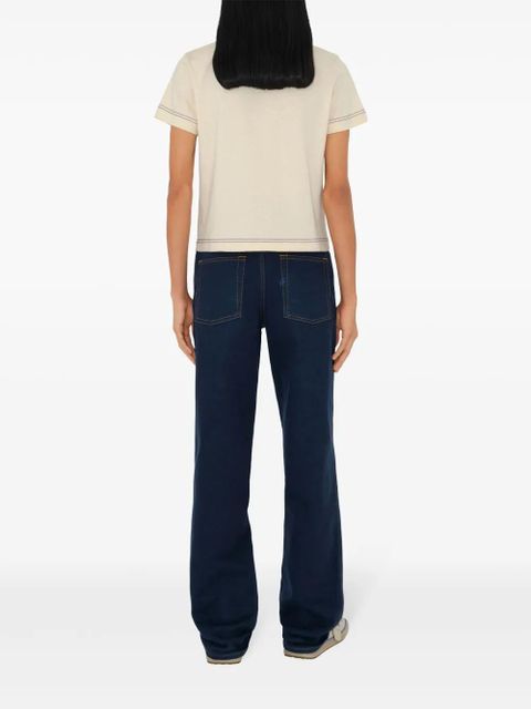 Burberry logo-embroidered cotton T-shirt - Neutrals