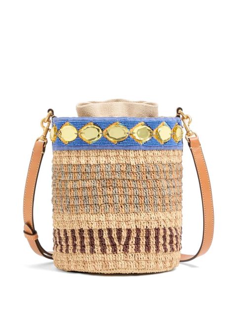 Valentino Garavani Valentino Garavani small raffia embroidered bucket bag - Neutrals - zdjęcie produktu nr 2