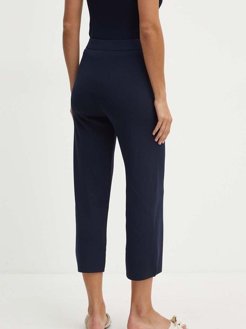 Max Mara Leisure spodnie damskie kolor granatowy proste high waist 2426336017600