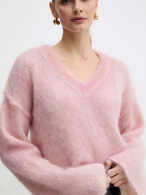 Pinko sweter z dodatkiem moheru kolor różowy lekki 105945 A2YF