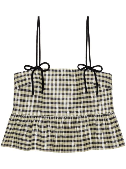 GANNI check-print peplum top - Yellow