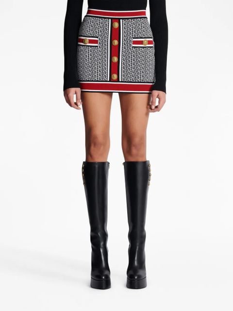 Balmain monogram knitted miniskirt - Blue