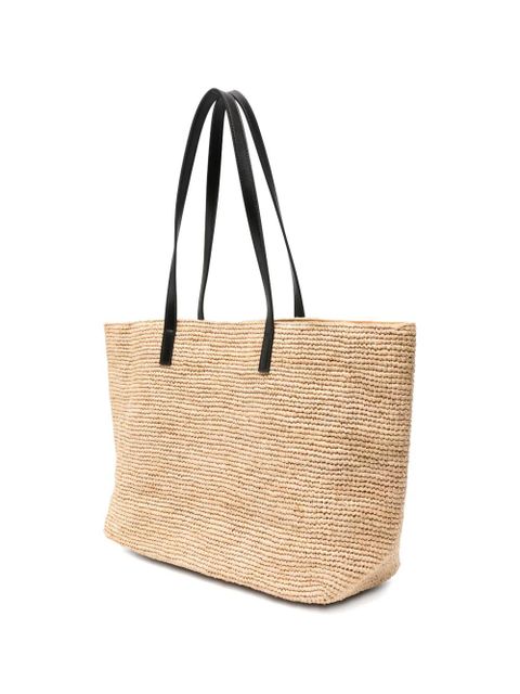 MC2 Saint Barth Raffia City logo-embroidered tote bag - Neutrals