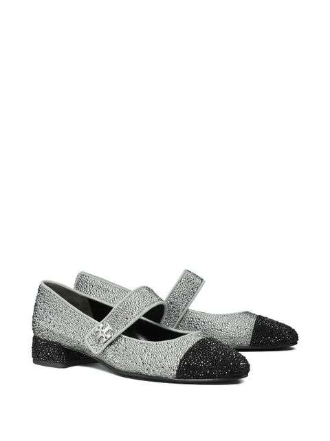 Tory Burch 25mm cap-toe crystal Mary Jane pumps - Silver