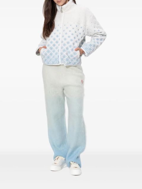 Casablanca monogram zip-up fleece jacket - White