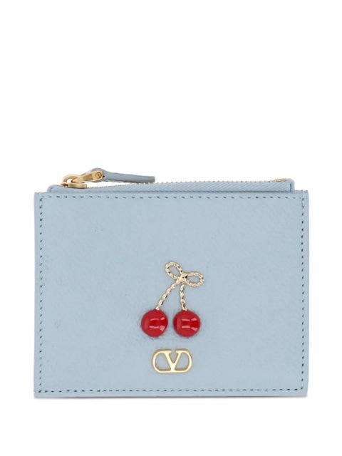 Valentino Garavani cherry-applique cardholder - Blue - zdjęcie produktu nr 1
