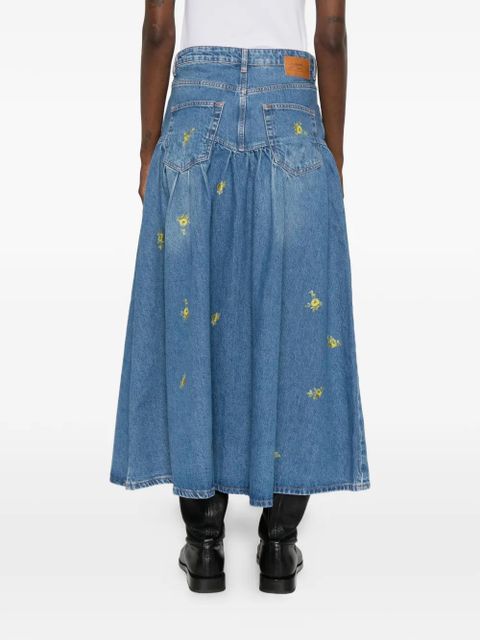 GANNI floral-print maxi skirt - Blue