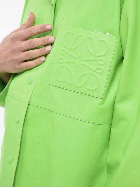 LOEWE embossed-logo leather shirt - Green