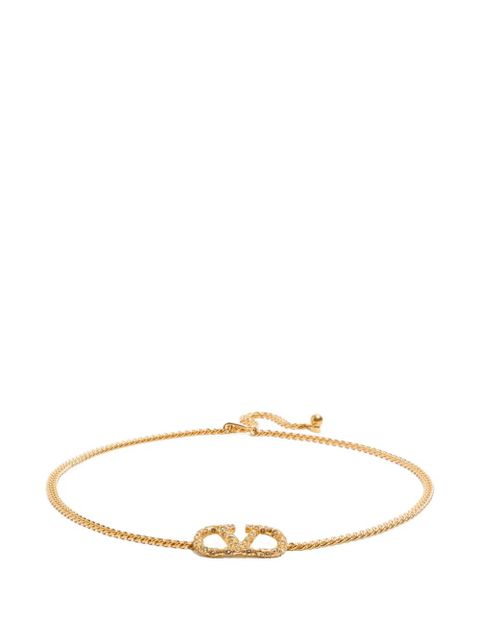 Valentino Garavani VLogo crystal-embellished belt - Gold