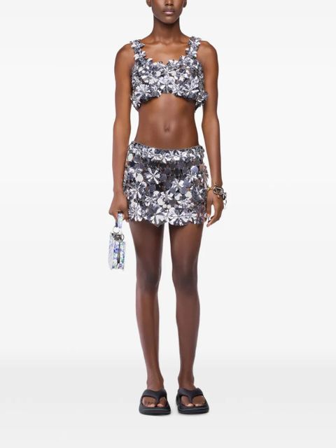 Rabanne flower-appliqué top - Silver