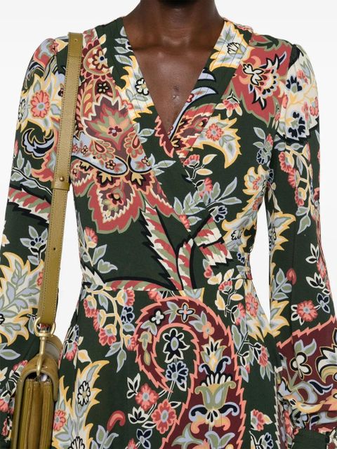 ETRO floral crepe wrap midi dress - Green