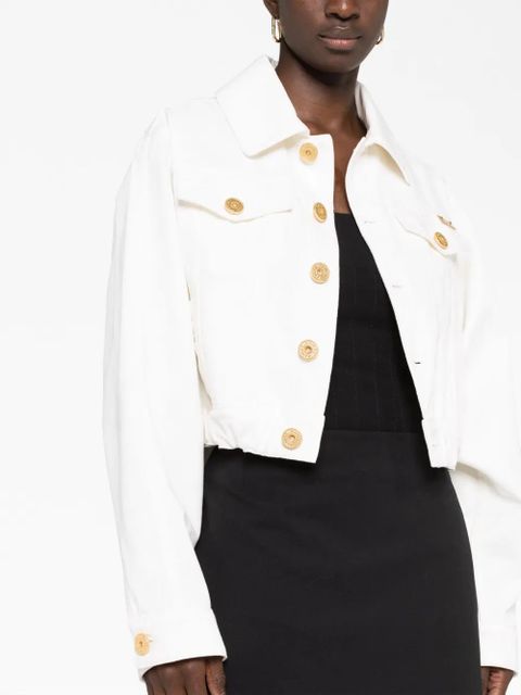 Balmain cropped denim jacket - White