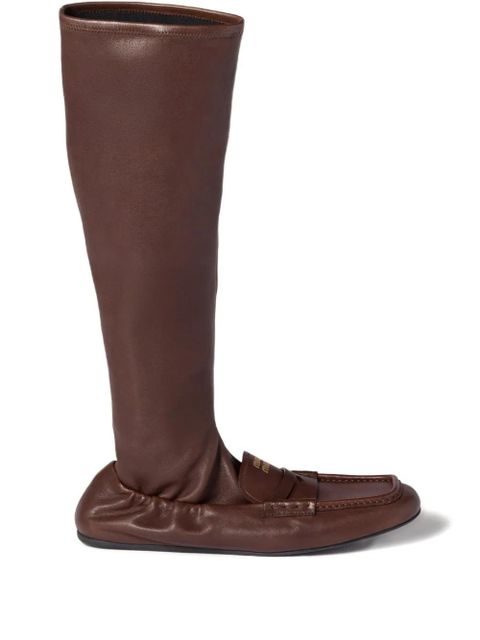 Miu Miu leather loafer boots - Brown - zdjęcie produktu nr 1
