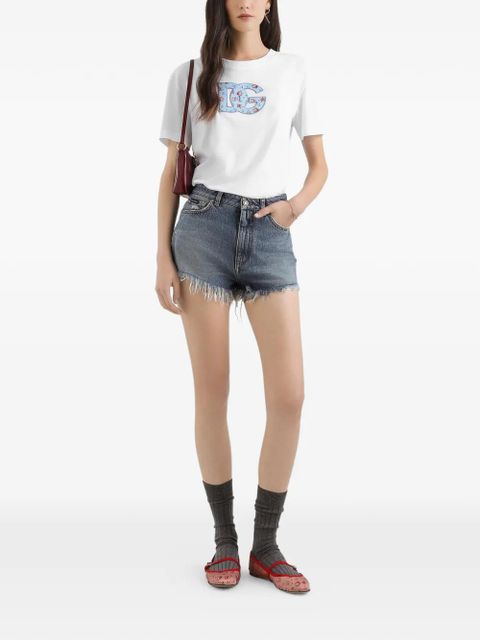 Dolce & Gabbana floral-detail logo-embroidered T-shirt - White - zdjęcie produktu nr 2