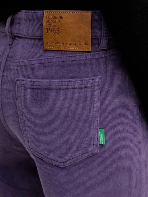 United Colors of Benetton spodnie damskie kolor fioletowy szerokie high waist 41ULDE029