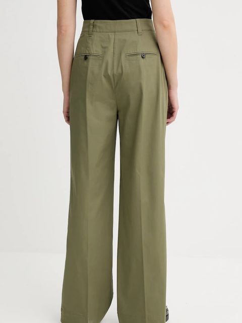 Marc O'Polo spodnie damskie kolor zielony szerokie high waist 506034110105