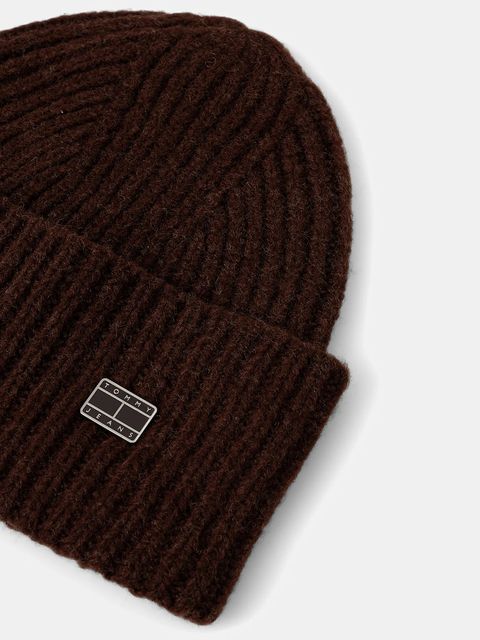 Tommy Jeans czapka z dodatkiem wełny kolor brązowy AW0AW17905 - zdjęcie produktu nr 2