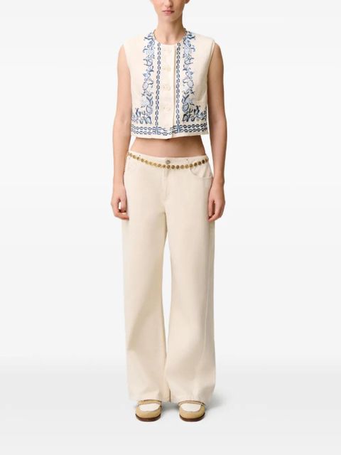 Claudie Pierlot floral-print linen waistcoat - Neutrals - zdjęcie produktu nr 2