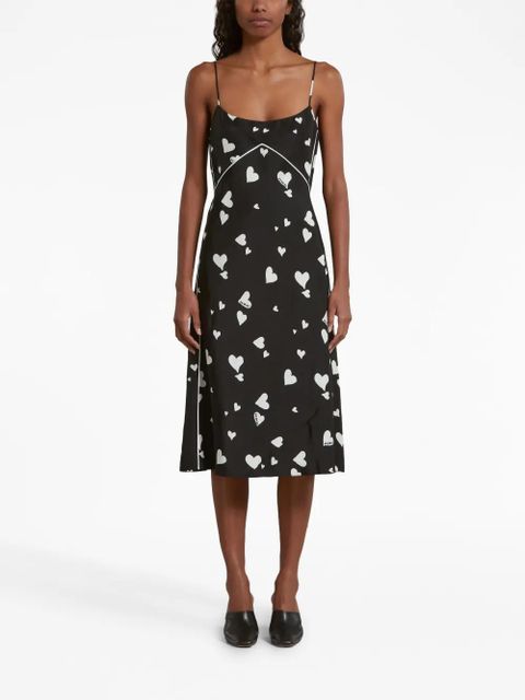 Marni Bunch of Hearts silk slip dress - Black - zdjęcie produktu nr 2