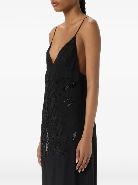 Blumarine Georgette lace embroidered dress - Black